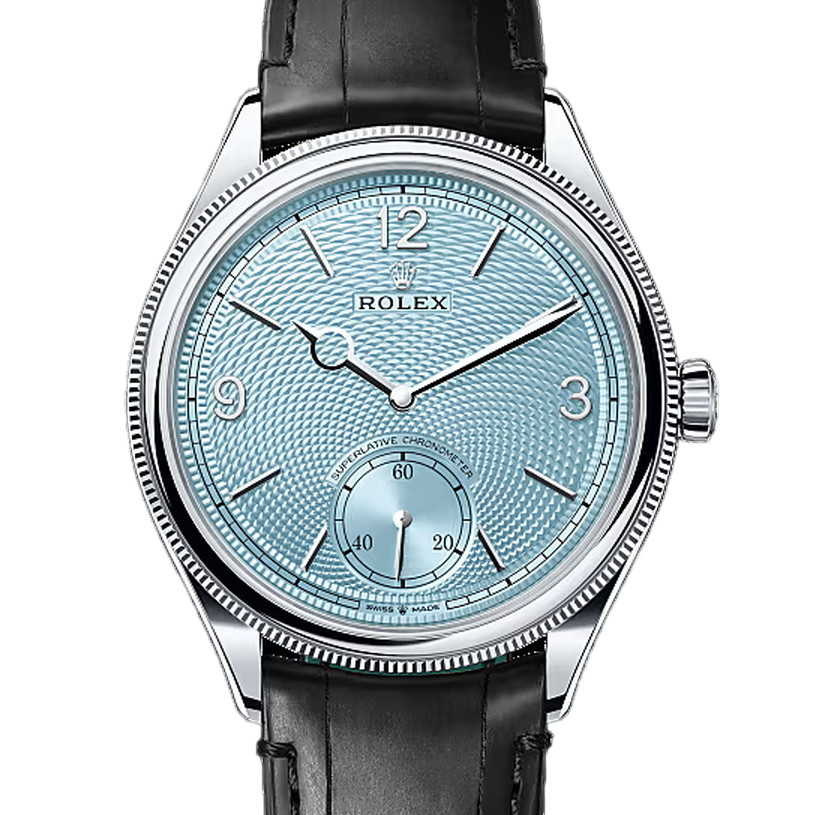 1908　素材　アイスブルー、ライスグレイン モチーフ　レザーストラップ