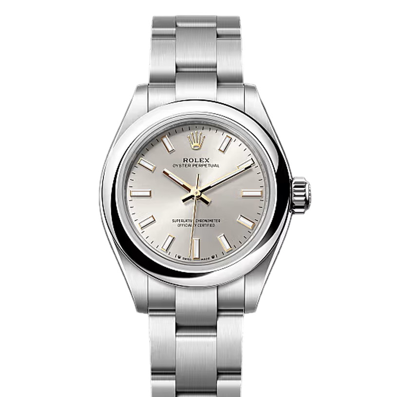 オイスターパーペチュアル28　素材　シルバー　オイスター（3列リンク）