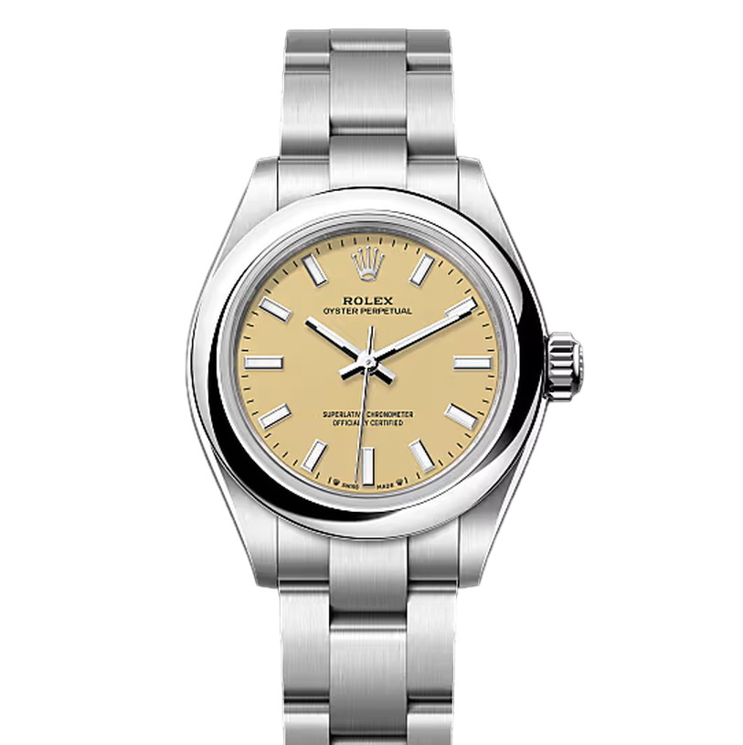 オイスターパーペチュアル28　素材　ベージュ　オイスター（3列リンク）