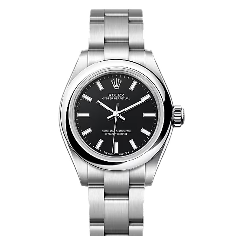 オイスターパーペチュアル28　素材　ブラック　オイスター（3列リンク）