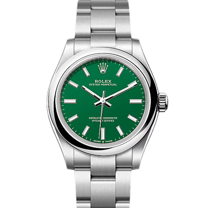 オイスターパーペチュアル31　素材　グリーン　オイスター（3列リンク）