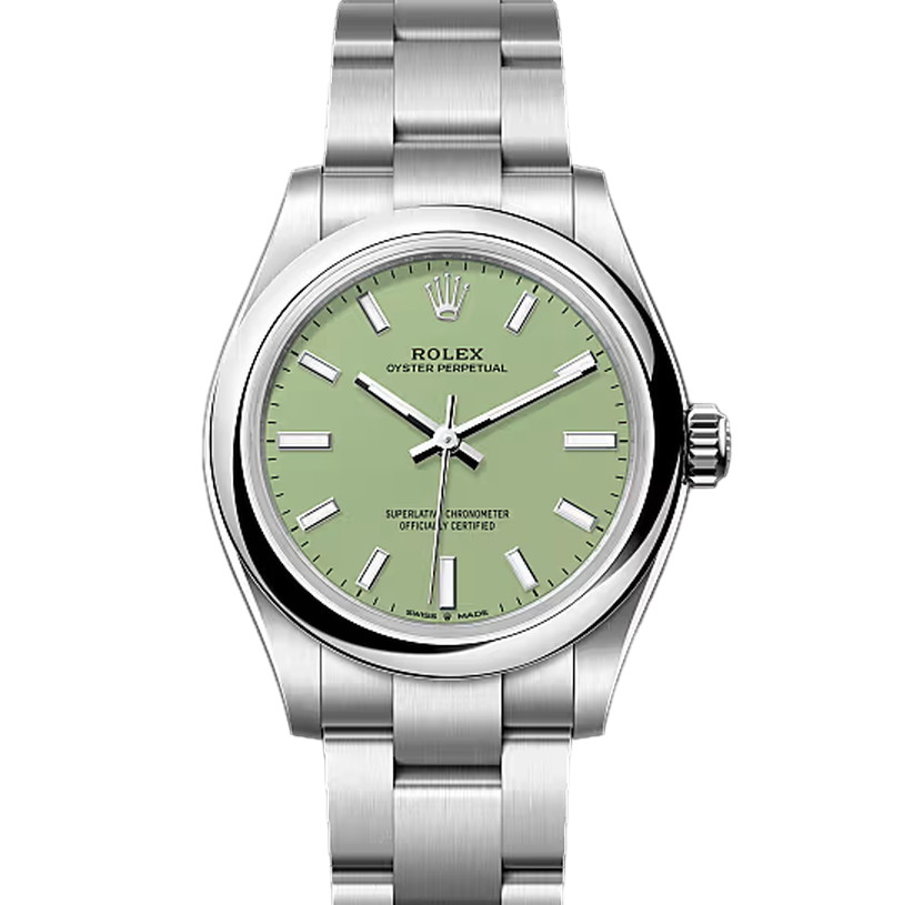 オイスターパーペチュアル31　素材　ピスタチオ　オイスター（3列リンク）