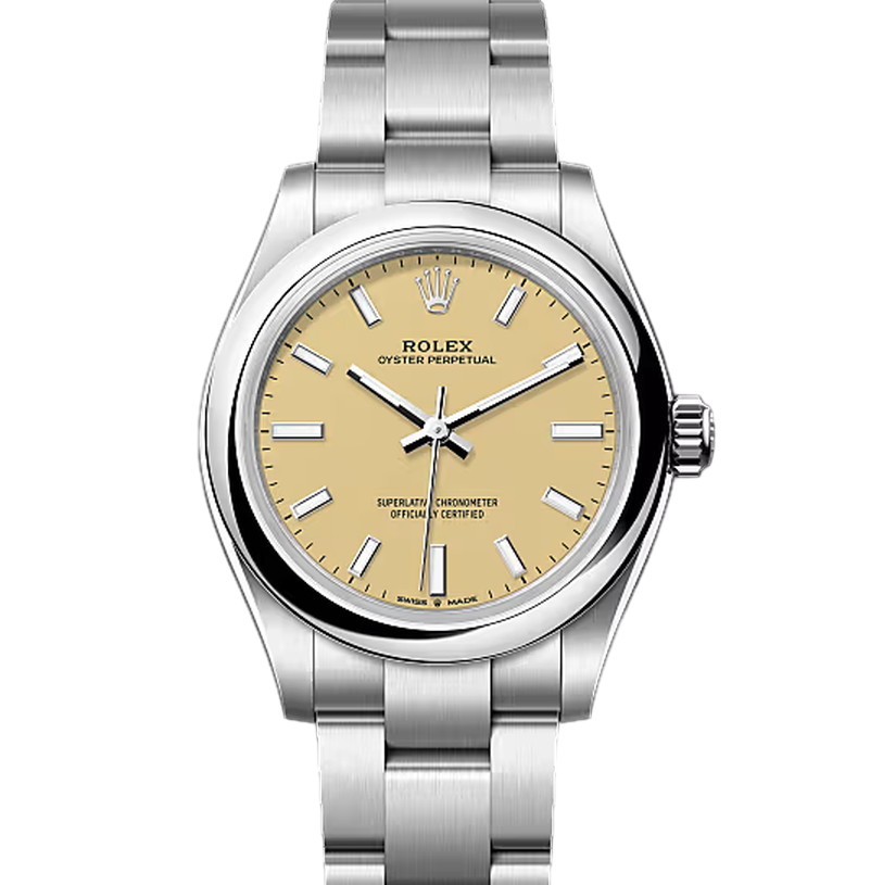 オイスターパーペチュアル31　素材　ベージュ　オイスター（3列リンク）