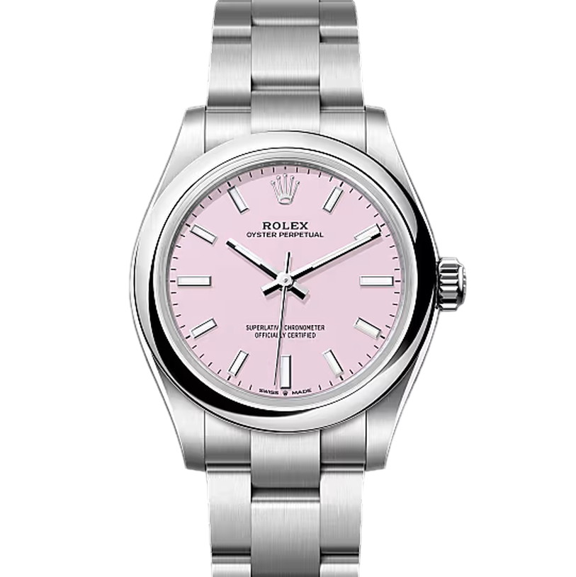 オイスターパーペチュアル31　素材　キャンディピンク　オイスター（3列リンク）