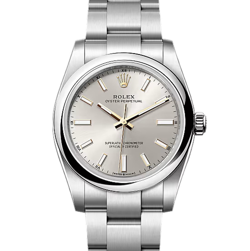 オイスターパーペチュアル34　素材　シルバー　オイスター（3列リンク）