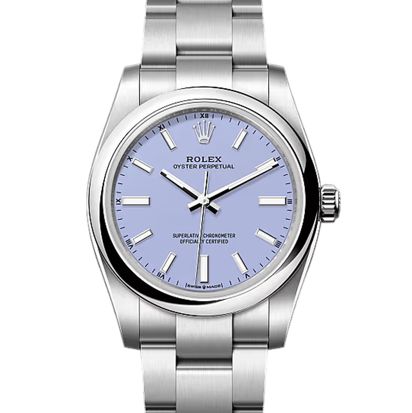 オイスターパーペチュアル34　素材　ラベンダー　オイスター（3列リンク）