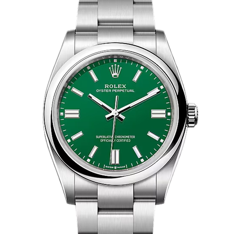 オイスターパーペチュアル36　素材　グリーン　オイスター（3列リンク）