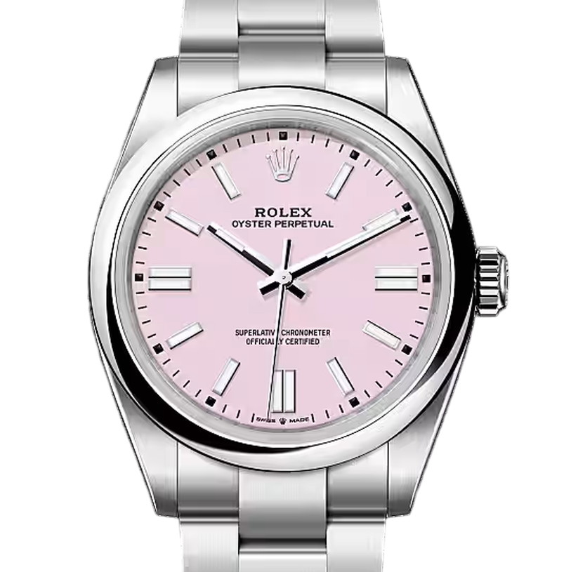 オイスターパーペチュアル41　素材　キャンディピンク　オイスター（3列リンク）