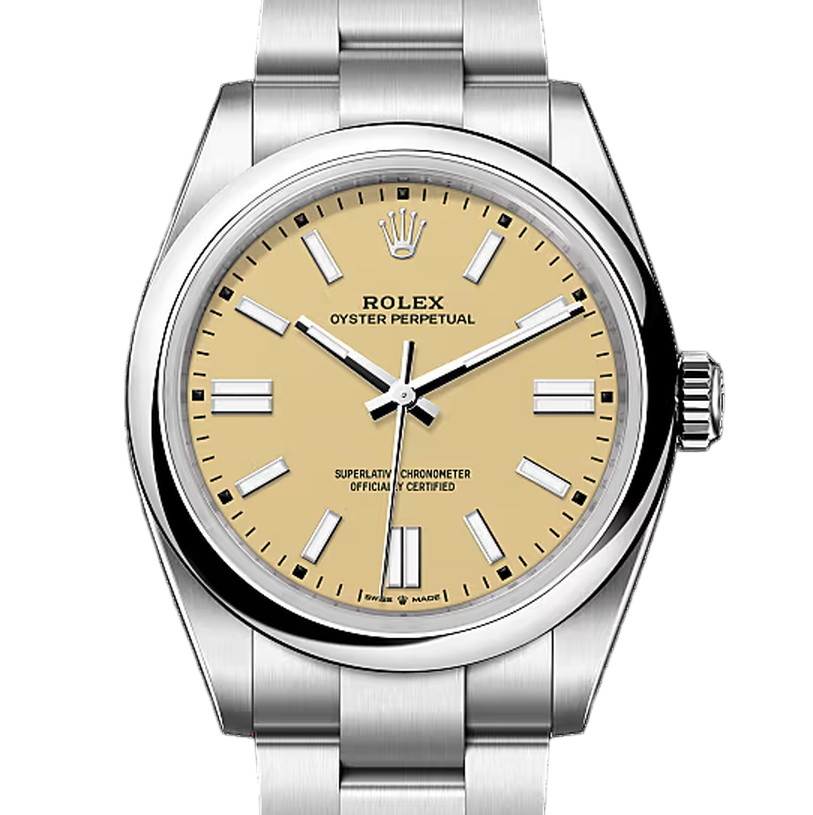 オイスターパーペチュアル41　素材　ベージュ　オイスター（3列リンク）