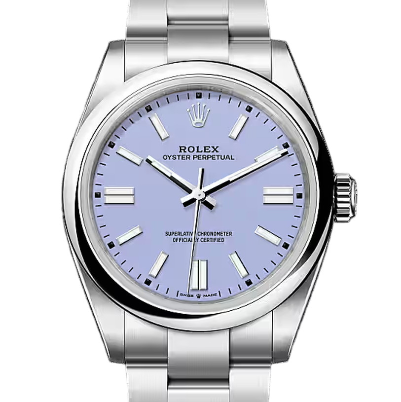 オイスターパーペチュアル41　素材　ラベンダー　オイスター（3列リンク）