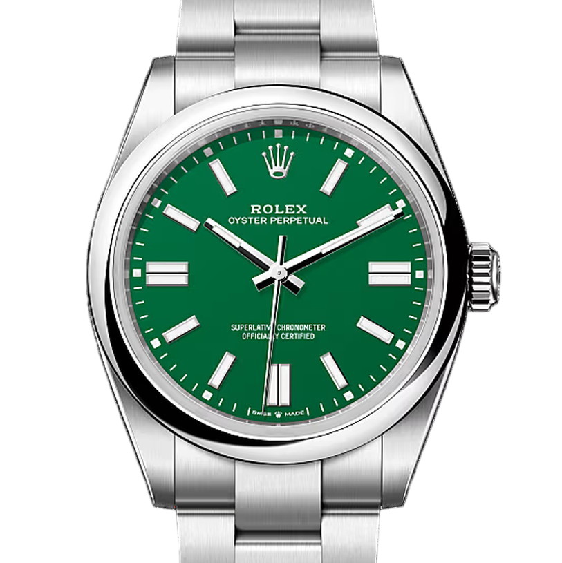 オイスターパーペチュアル41　素材　グリーン　オイスター（3列リンク）