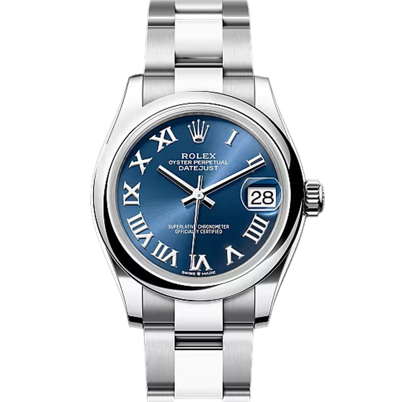 デイトジャスト31　素材　ブライトブルー　オイスター（3列リンク）