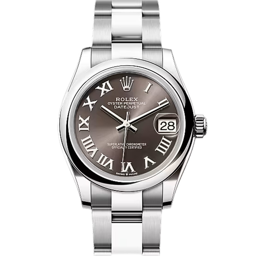 デイトジャスト31　素材　ダークグレー、ローマインデックス　オイスター（3列リンク）