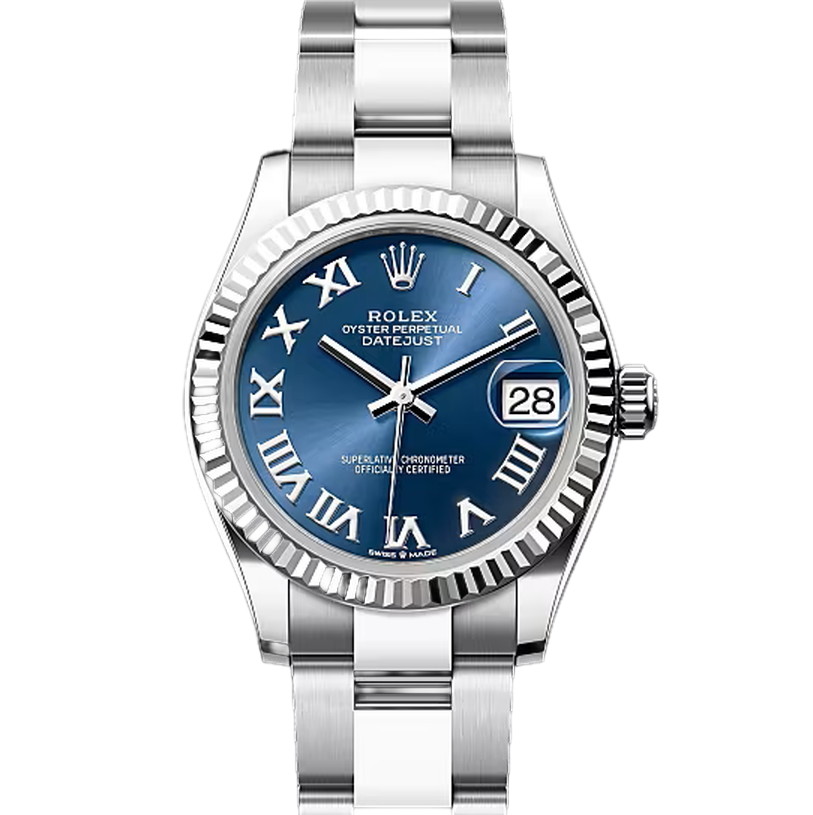 デイトジャスト31　素材　ブライトブルー　オイスター（3列リンク）