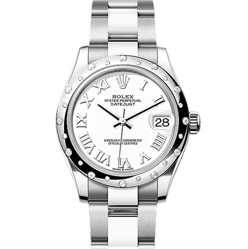 デイトジャスト31　素材　ホワイト　オイスター（3列リンク）