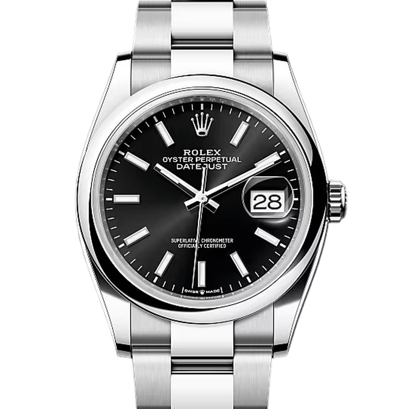 デイトジャスト36　素材　ブライトブラック　オイスター（3列リンク）