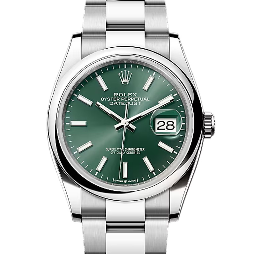 デイトジャスト36　素材　ミントグリーン　オイスター（3列リンク）