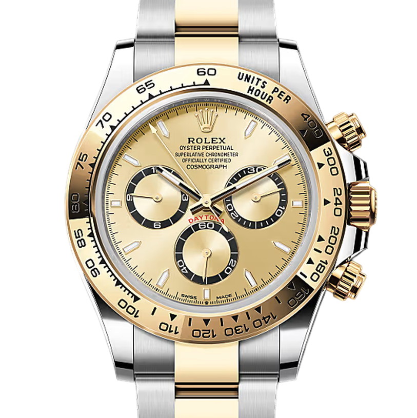 コスモグラフデイトナ　素材　ゴールデン　オイスター（3列リンク）