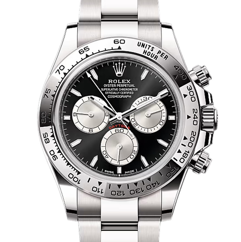 コスモグラフデイトナ　素材　ブライトブラック＆スチール　オイスター（3列リンク）