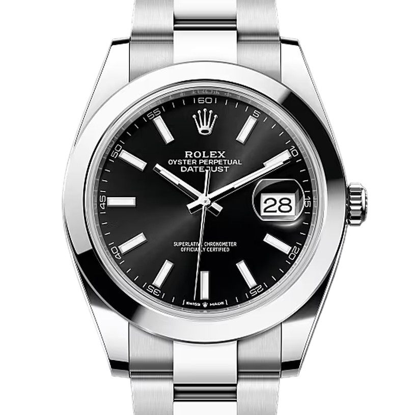 デイトジャスト41　素材　ブライトブラック　オイスター（3列リンク）