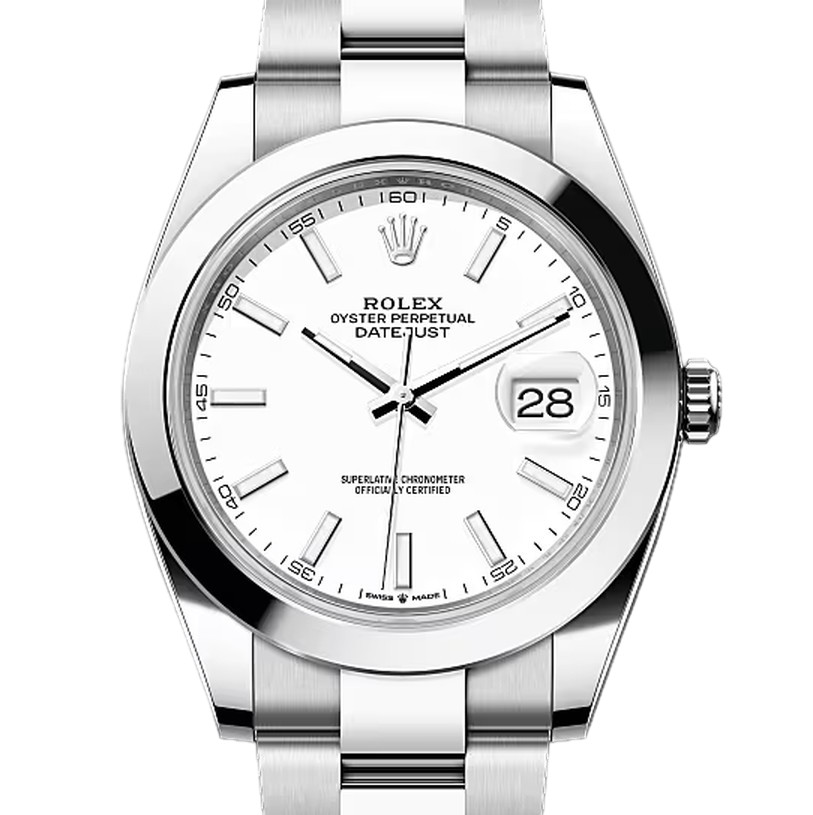 デイトジャスト41　素材　ホワイト　オイスター（3列リンク）