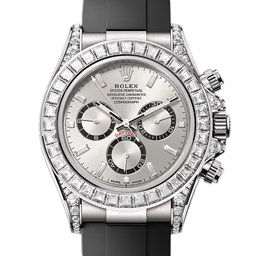 コスモグラフデイトナ　素材　スチール カウンターリング、ブライトブラック、ダイヤモンド入り　オイスターフレックス