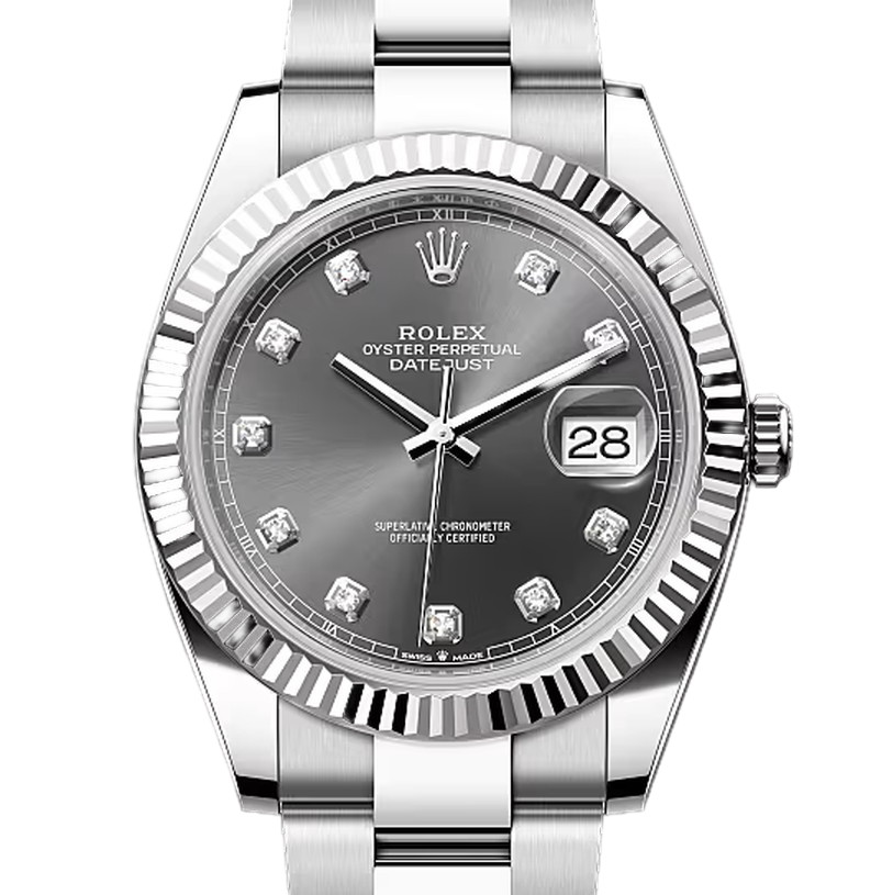 デイトジャスト41　素材　ダイヤモンド入りスレート　オイスター（3列リンク）