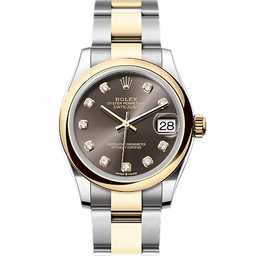 デイトジャスト31　素材　ダイヤモンド入り、ダークグレー　オイスター（3列リンク）