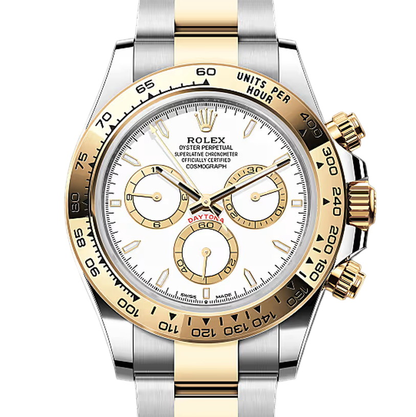 コスモグラフデイトナ　素材　ホワイト　オイスター（3列リンク）