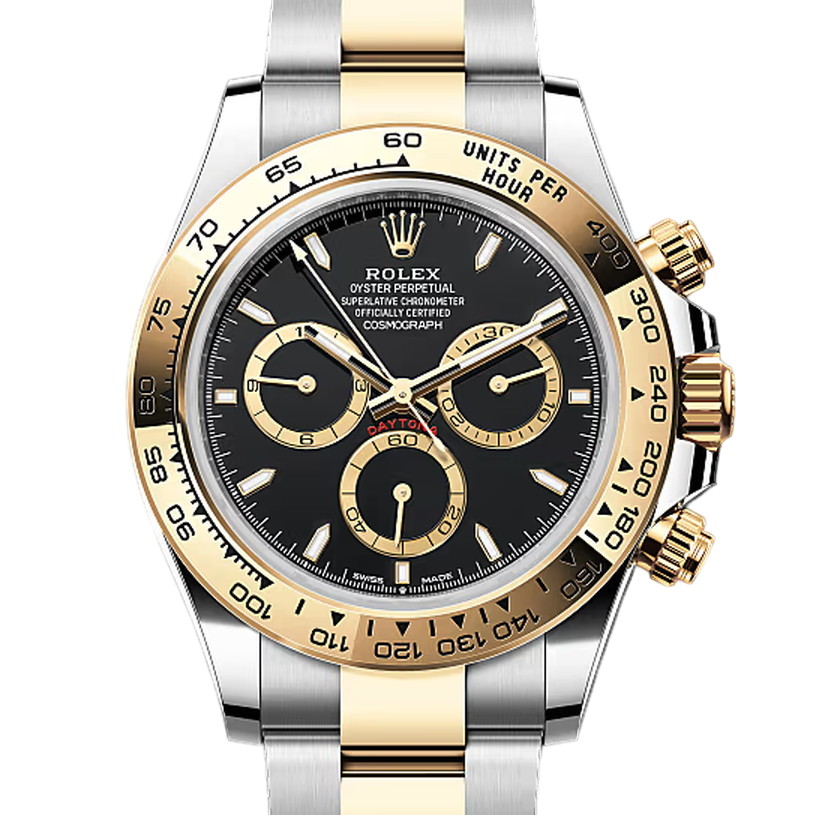 コスモグラフデイトナ　素材　ブラック　オイスター（3列リンク）