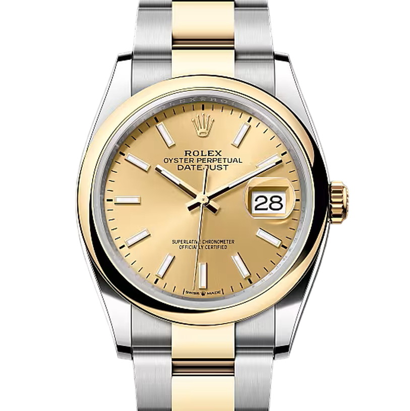 デイトジャスト36　素材　シャンパンカラー　オイスター（3列リンク）