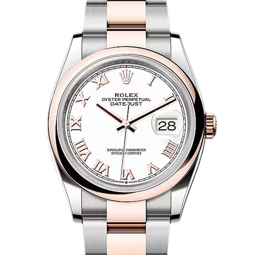 デイトジャスト36　素材　ホワイト　オイスター（3列リンク）