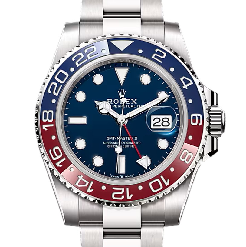 GMTマスターⅡ　素材　ミッドナイトブルー　オイスター（3列リンク）