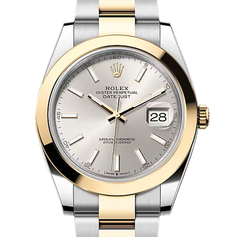 デイトジャスト41　素材　シルバー　オイスター（3列リンク）