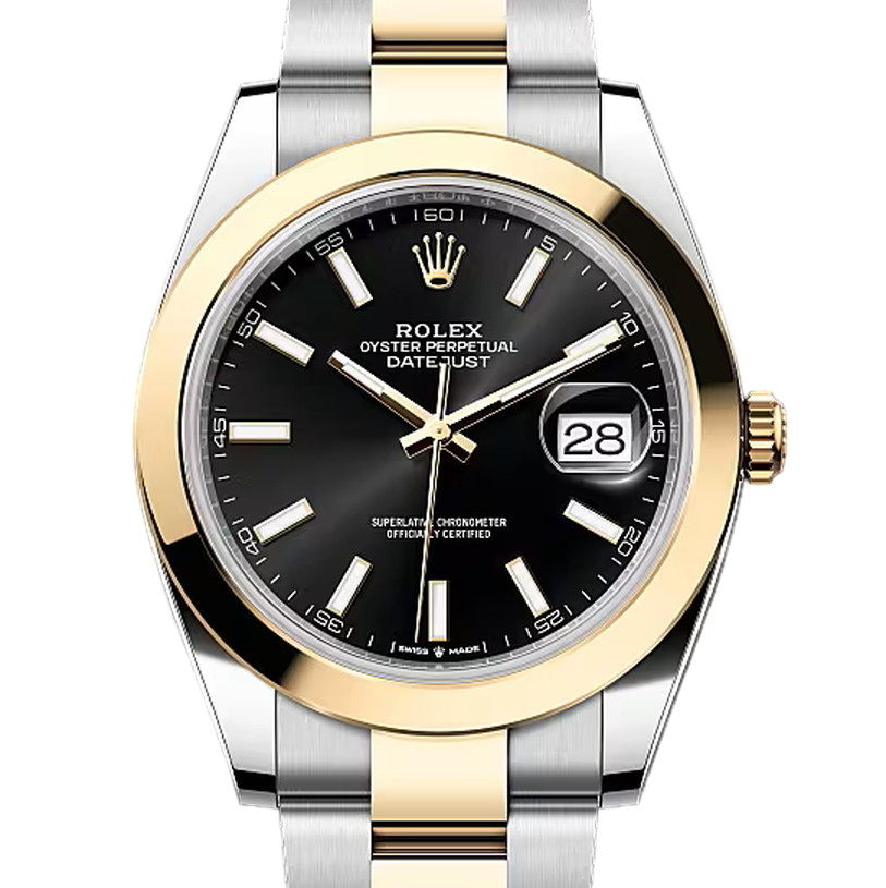 デイトジャスト41　素材　ブライトブラック　オイスター（3列リンク）