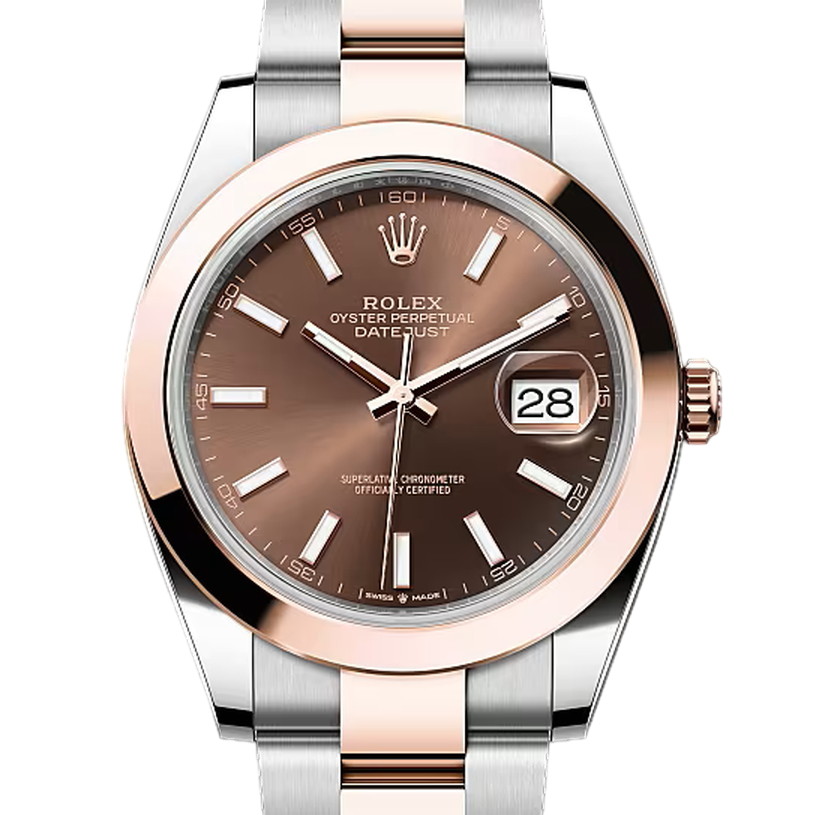 デイトジャスト41　素材　チョコレート　オイスター（3列リンク）