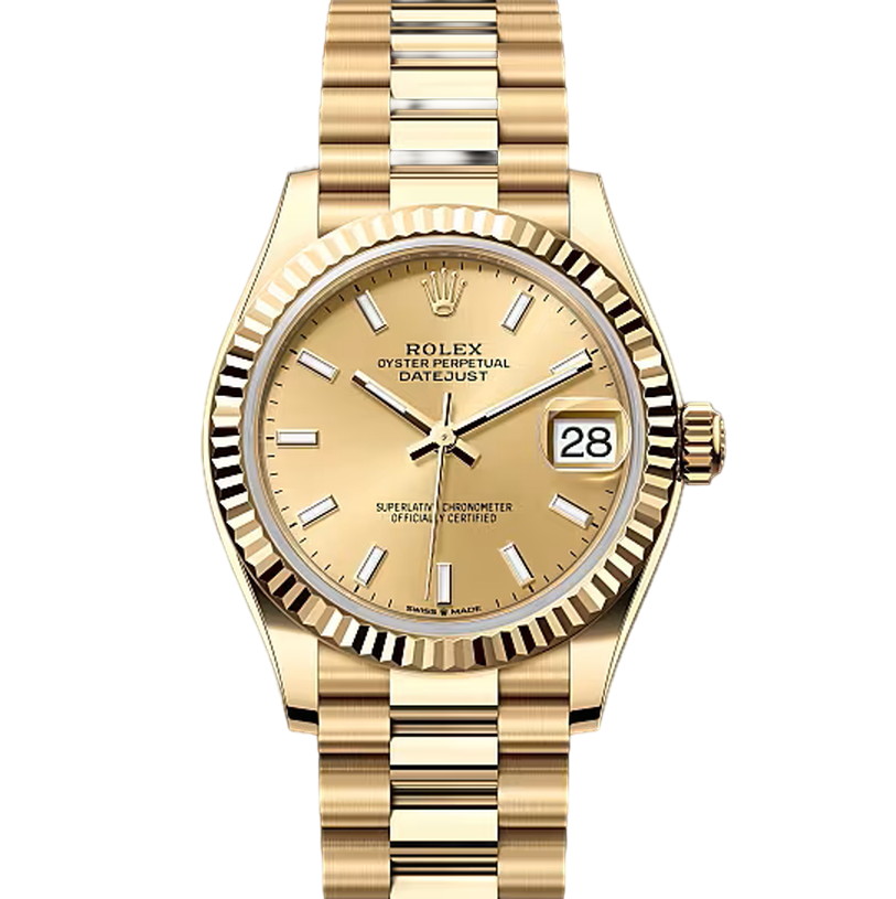 デイトジャスト31　素材　シャンパンカラー　プレジデント、半円型リンク（3列）