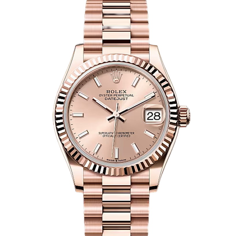 デイトジャスト31　素材　ロゼカラー　プレジデント、半円型リンク（3列）