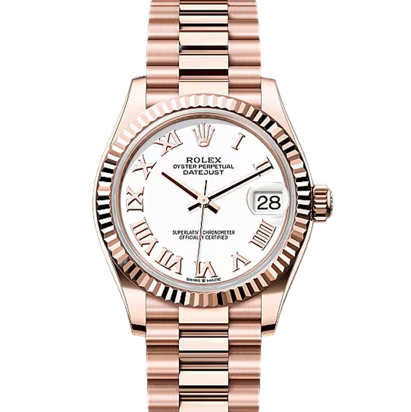 デイトジャスト31　素材　ホワイト　プレジデント、半円型リンク（3列）