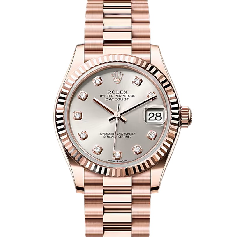 デイトジャスト31　素材　ダイヤモンド入りシルバー　プレジデント、半円型リンク（3列）