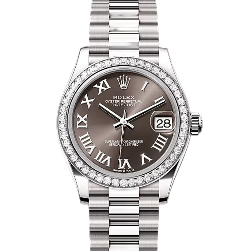 デイトジャスト31　素材　ダークグレー　プレジデント、半円型リンク（3列）