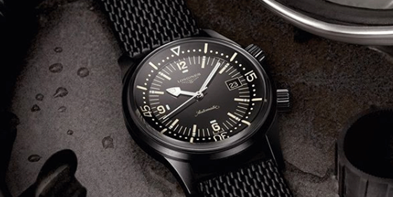 【LONGINES】ロンジン レジェンドダイバー SS AT L3.374.4 メッシュベルト 黒文字盤/md15434ar