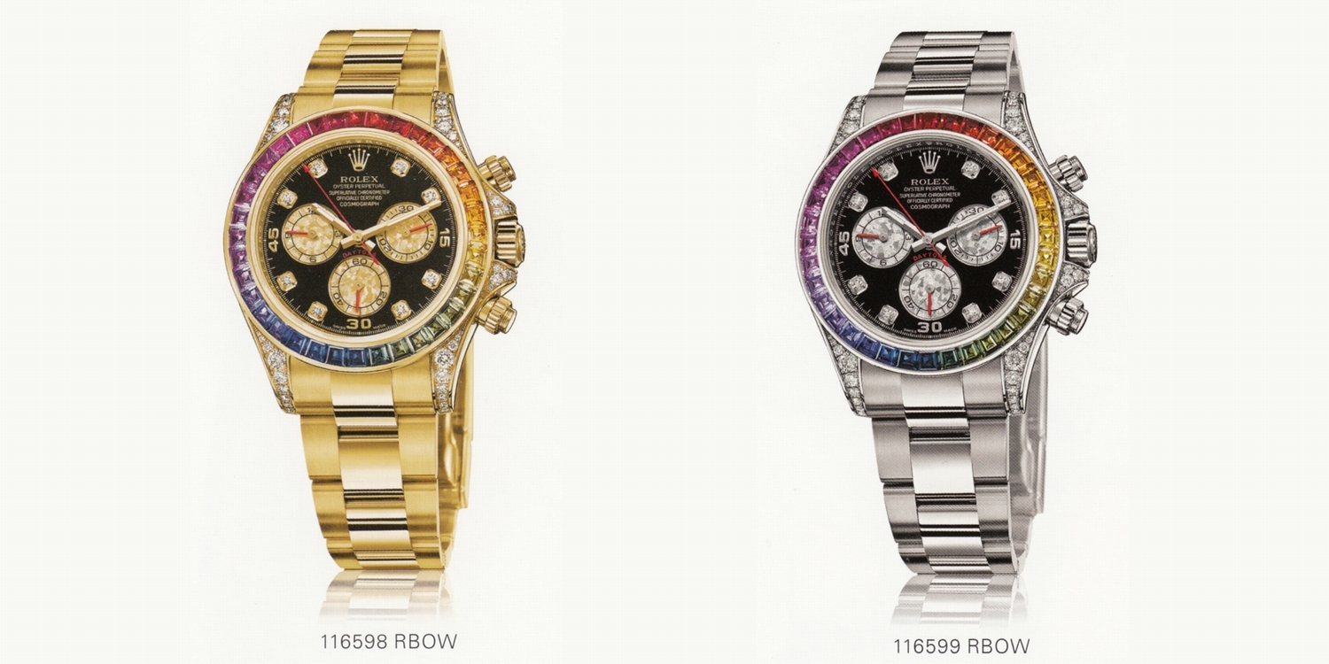コスモグラフデイトナ　レインボー　Ref.116598RBOW(左)　Ref.116599RBOW(右)