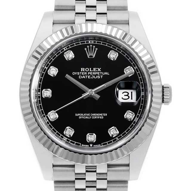 ロレックス デイトジャスト41 10Pダイヤ 126334G ブラック 5列 ジュビリーブレス
