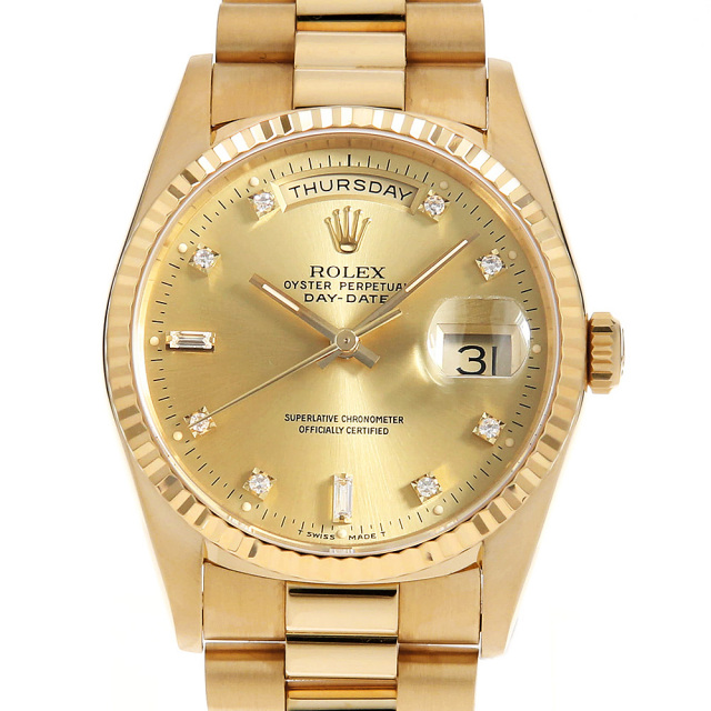 ロレックス デイデイト 8Pダイヤ 2Pバゲットダイヤ 18238A シャンパン