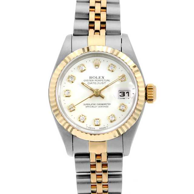 ロレックス デイトジャスト 10Pダイヤ 69173G ホワイト シャンタン