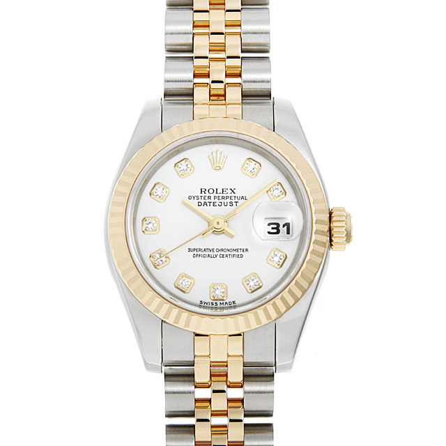 ロレックス デイトジャスト 10Pダイヤ 179173G ホワイト