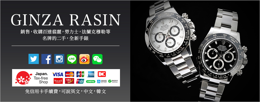 GINZA RASIN Sales and purchase of second hand and brand new watches such as Patek Philippe, Rolex and Franck Muller