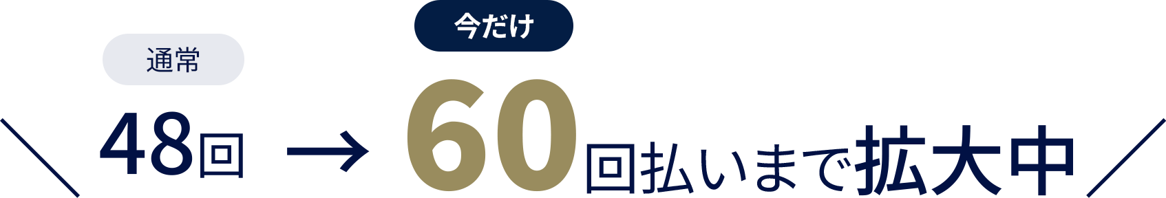 通常48回から今だけ60回払いまで拡大中